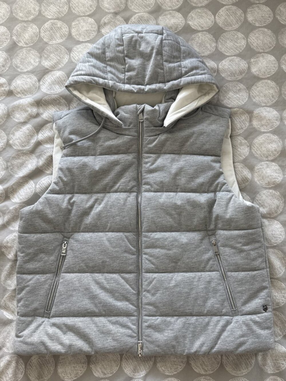 Greyson Eos Luxe Hooded Full Zip Puffer Vest Heather Gray Sz XL